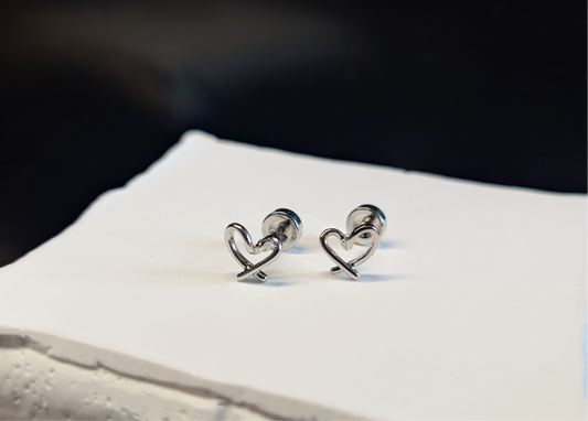 316L hollow heart earring