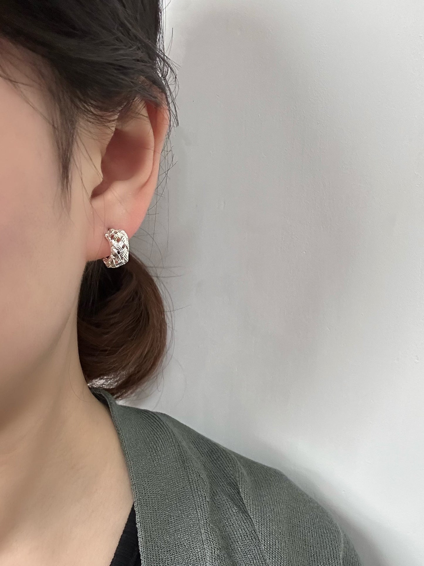 Grid Hoops Earring