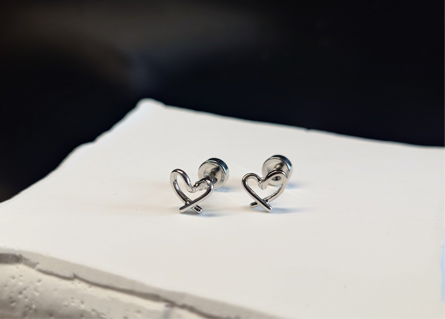 316L hollow heart earring