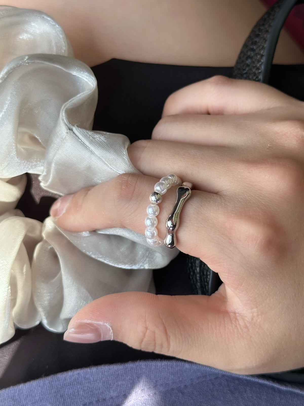 Bone pearl Ring