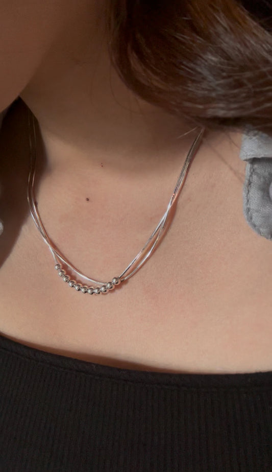 Double Layered Silver Necklace