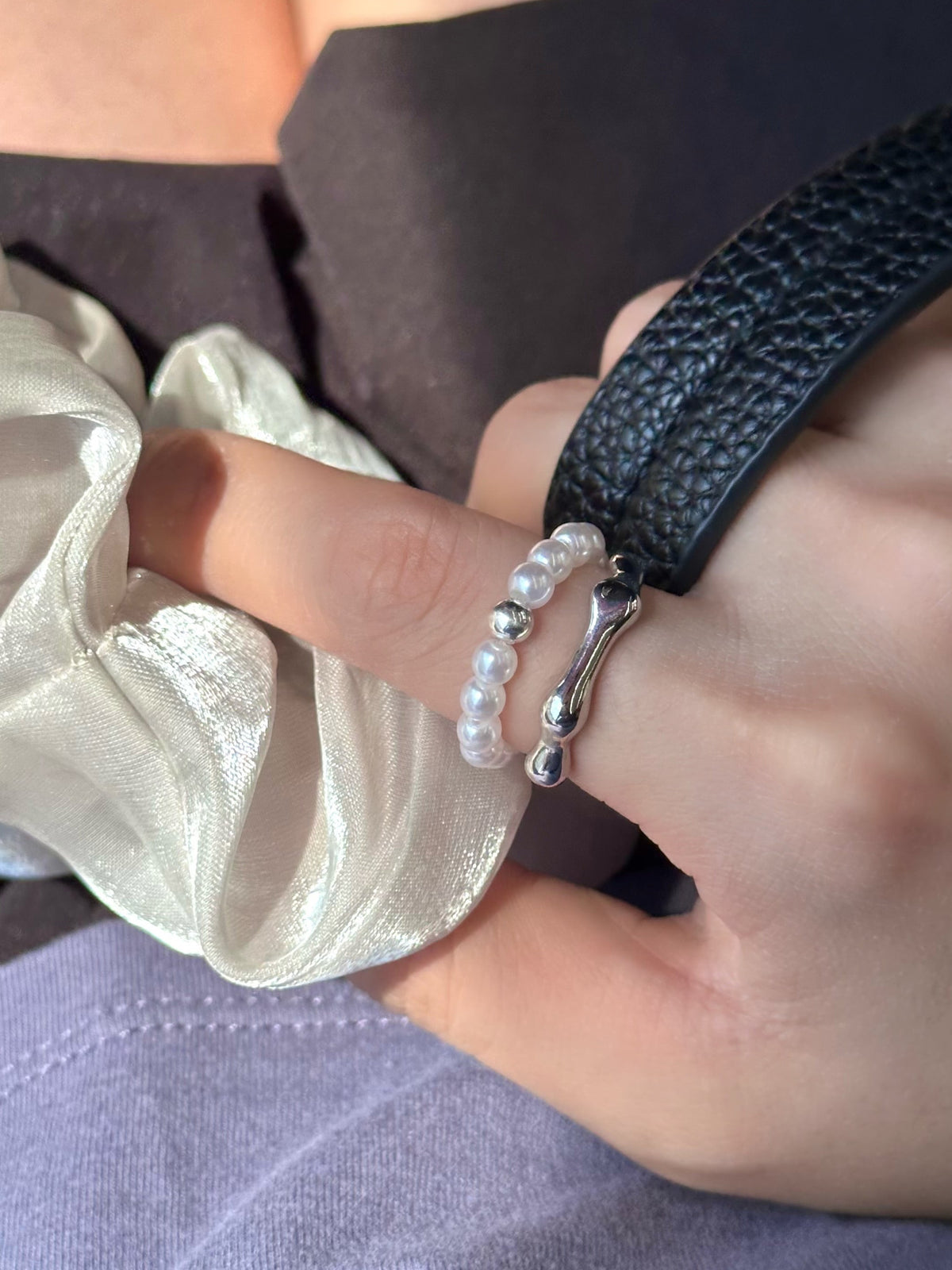 Bone pearl Ring