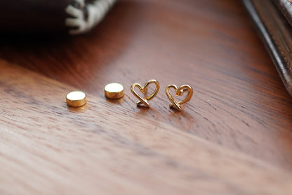 316L hollow heart earring