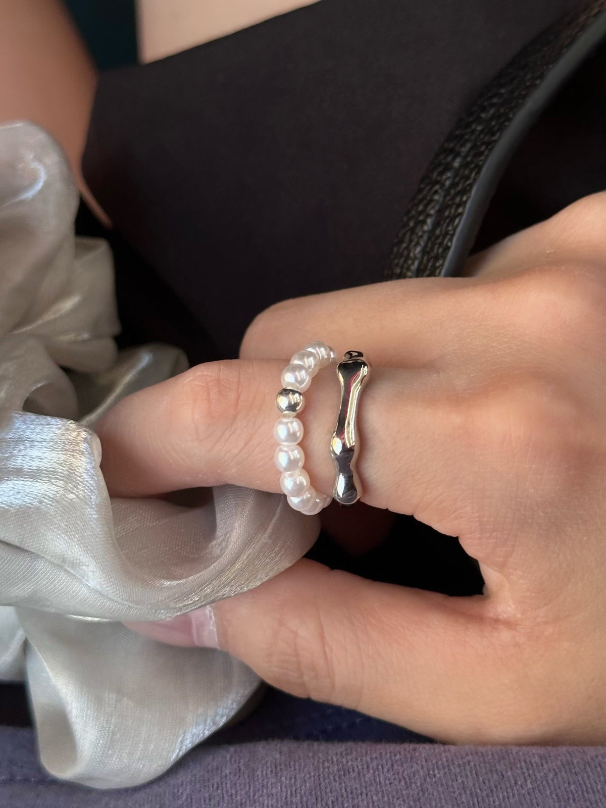 Bone pearl Ring
