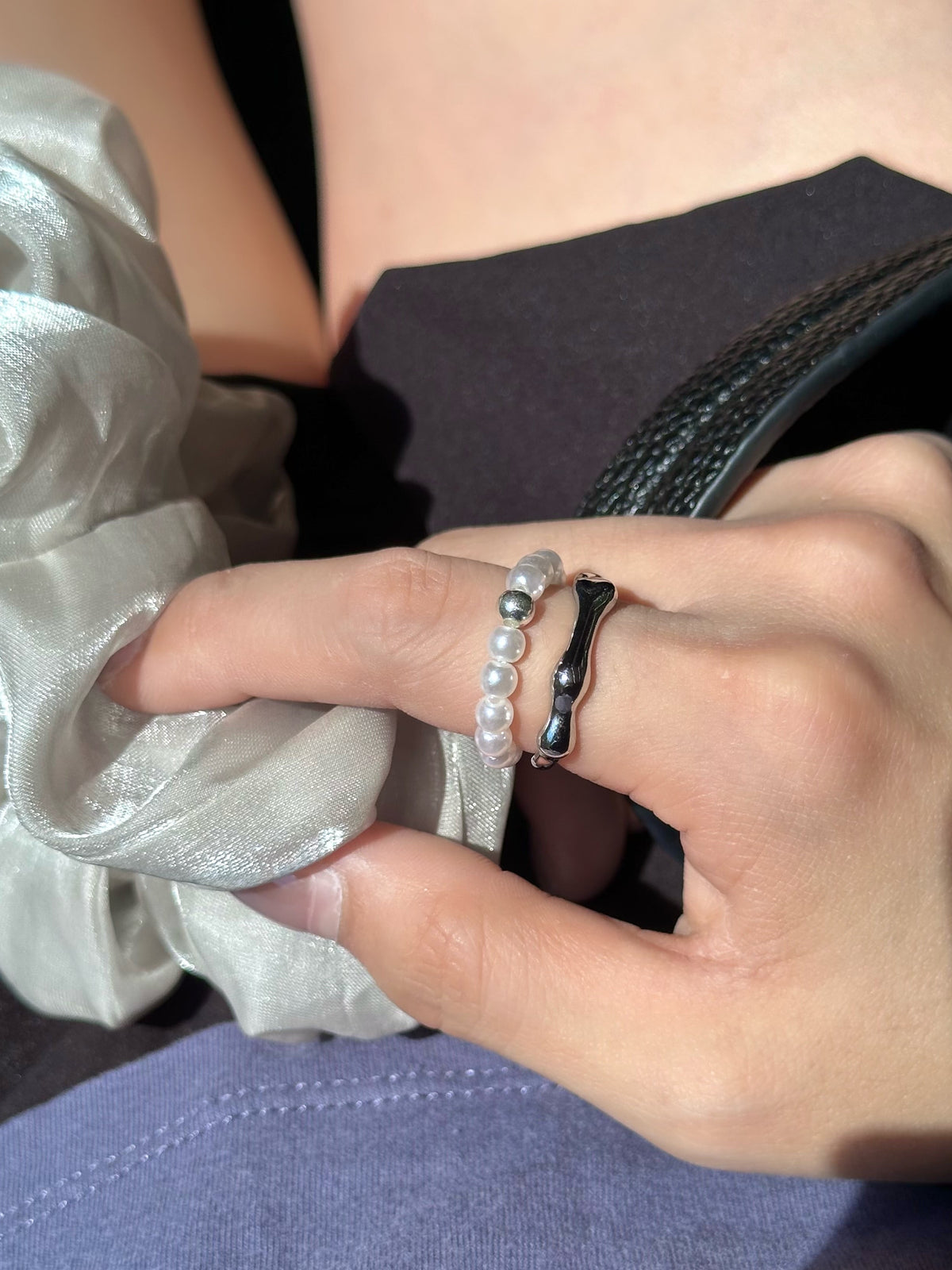 Bone pearl Ring
