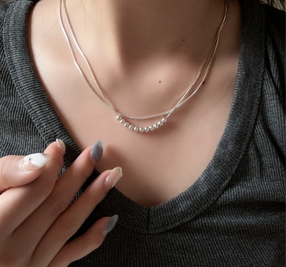 Double Layered Silver Necklace