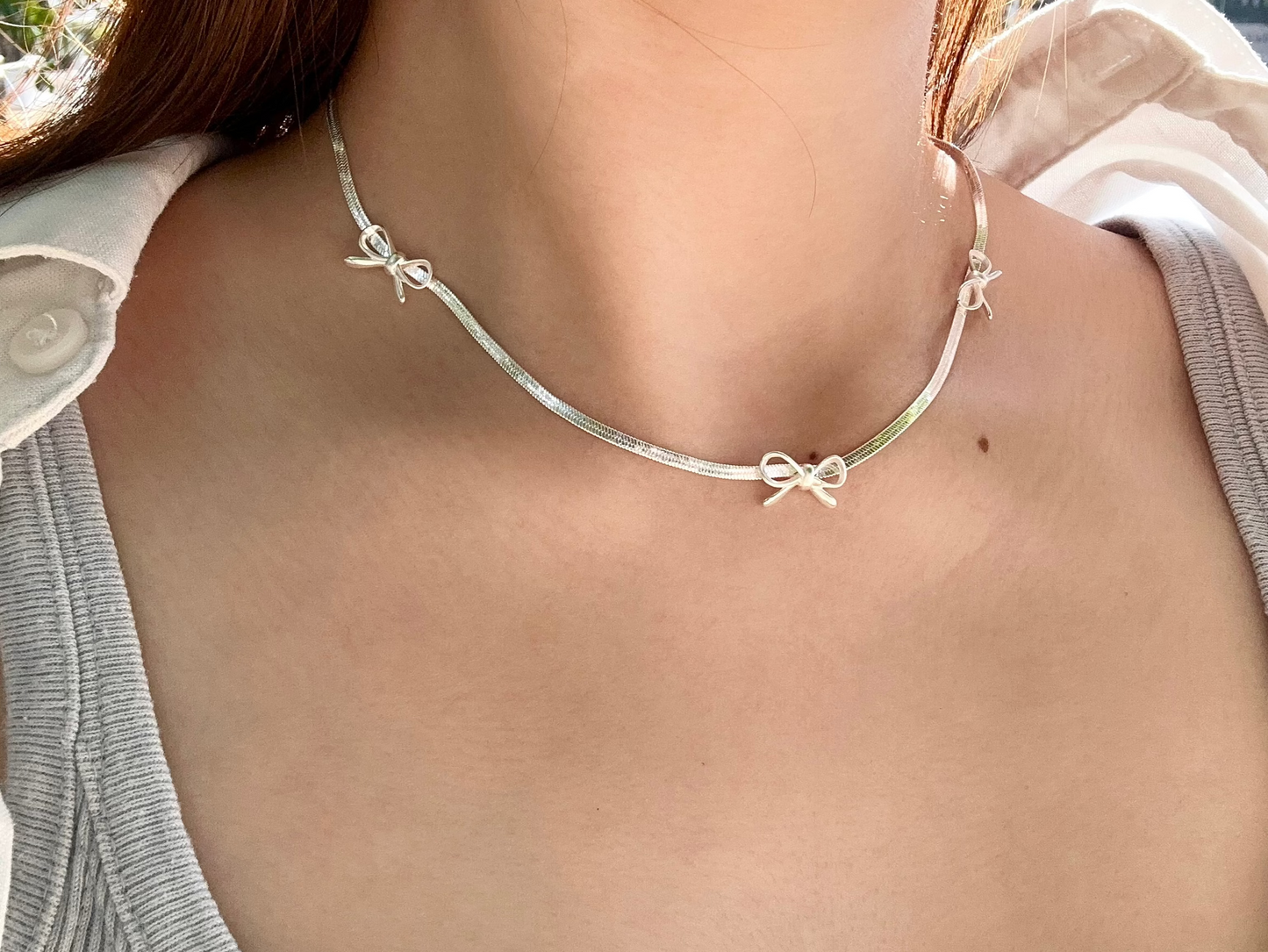 Silver Ribbon Necklace