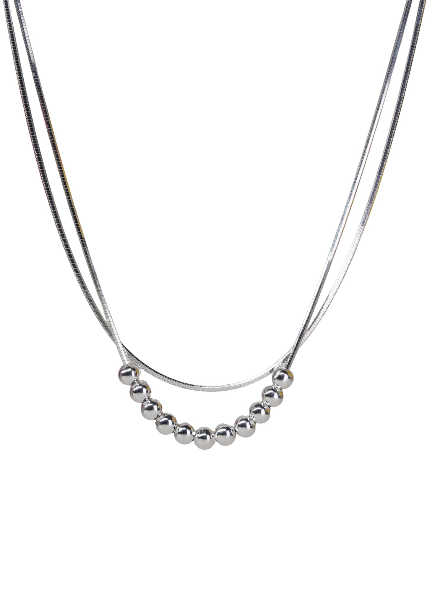 Double Layered Silver Necklace