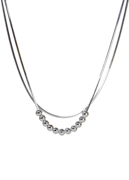 Double Layered Silver Necklace